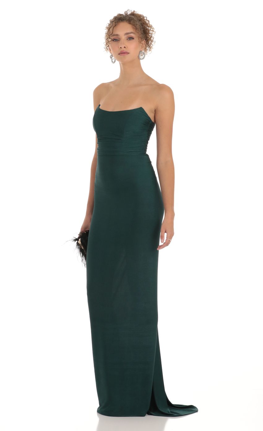 Picture Macey Corset Strapless Dress in Green. Source: https://media.lucyinthesky.com/data/Mar23/850xAUTO/3787671e-262a-4e25-9b19-c810c96556fc.jpg