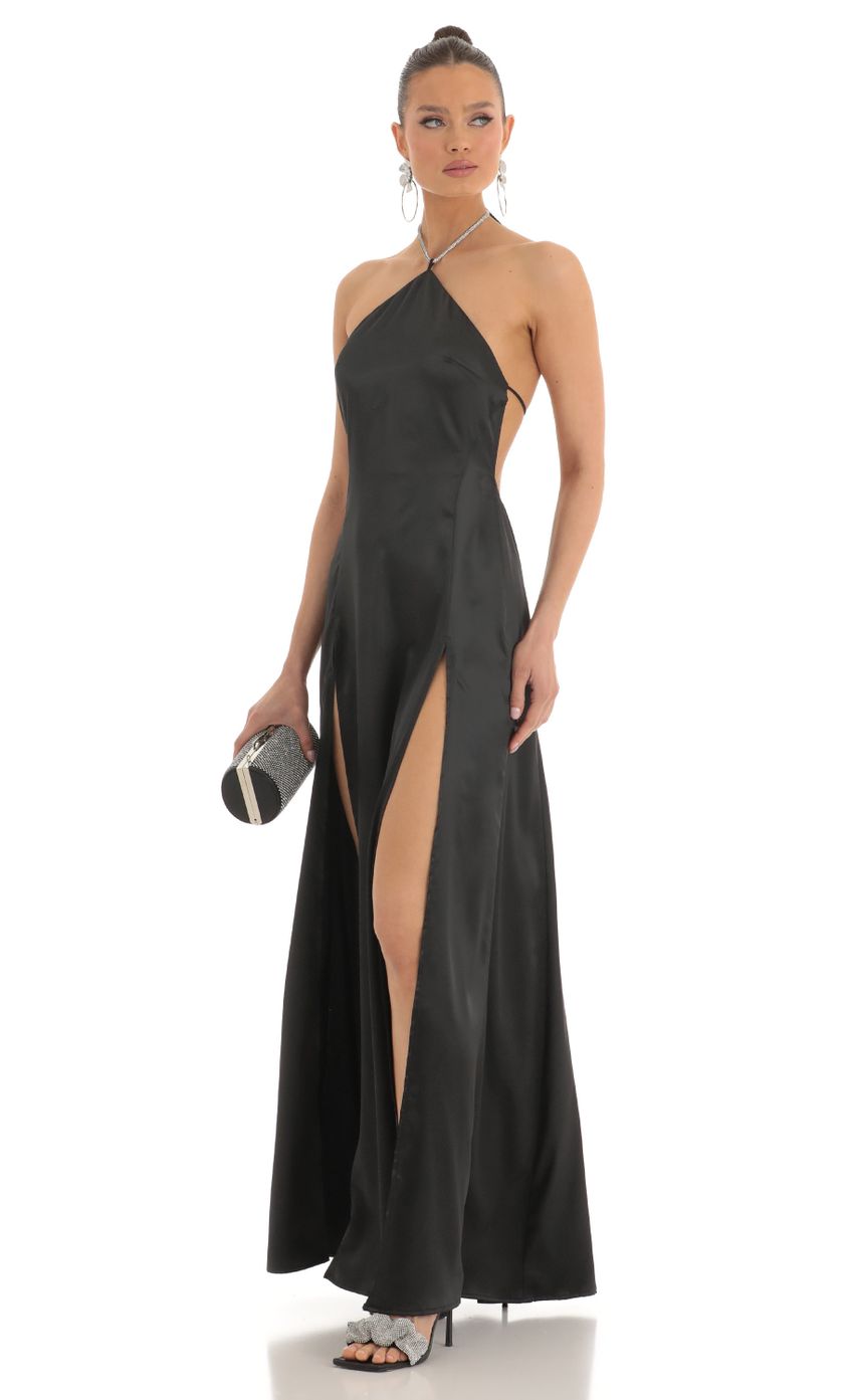 Picture Janessa Rhinestone Halter Maxi Dress in Black. Source: https://media.lucyinthesky.com/data/Mar23/850xAUTO/3ae3087a-8492-4441-9b75-217d1f6df793.jpg