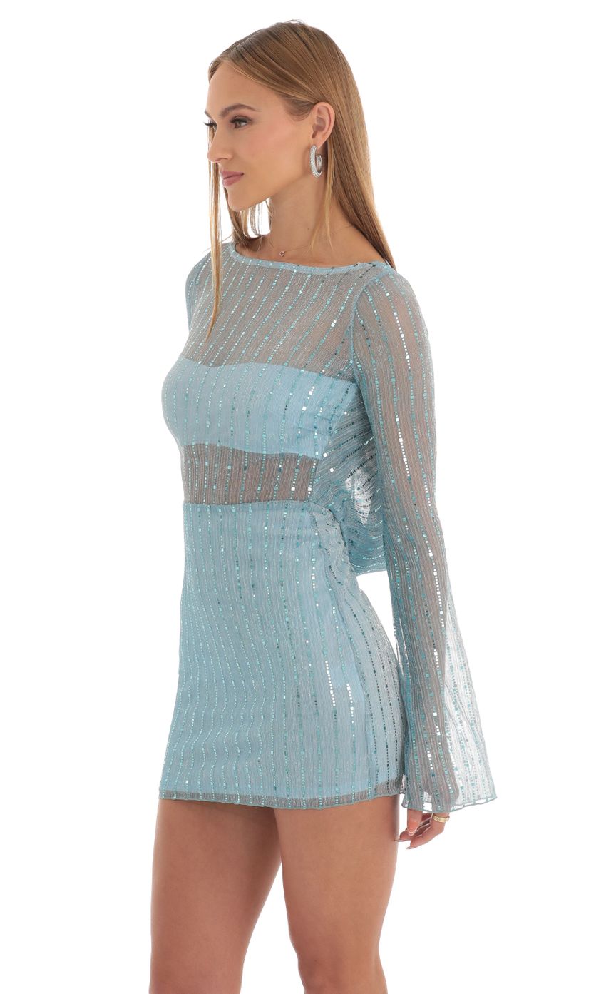 Picture Olean Sequin Striped Long Sleeve Dress in Blue. Source: https://media.lucyinthesky.com/data/Mar23/850xAUTO/3d951d29-8e42-42c2-961a-1c684298c89b.jpg