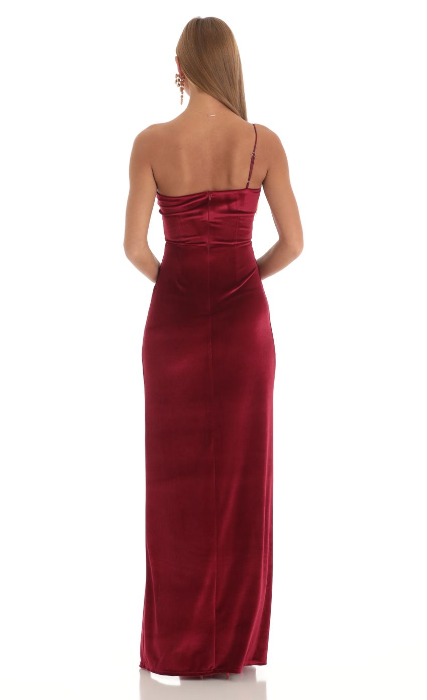 Picture Elisabeth Velvet One Shoulder Maxi Dress in Red. Source: https://media.lucyinthesky.com/data/Mar23/850xAUTO/42967d61-0bb5-4800-b296-002b391901d7.jpg