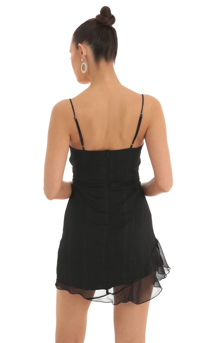 Picture Kayden Striped Shimmer A-line Dress in Black. Source: https://media.lucyinthesky.com/data/Mar23/850xAUTO/449c0df1-b67d-436c-a92b-5bce26e4ca1b.jpg