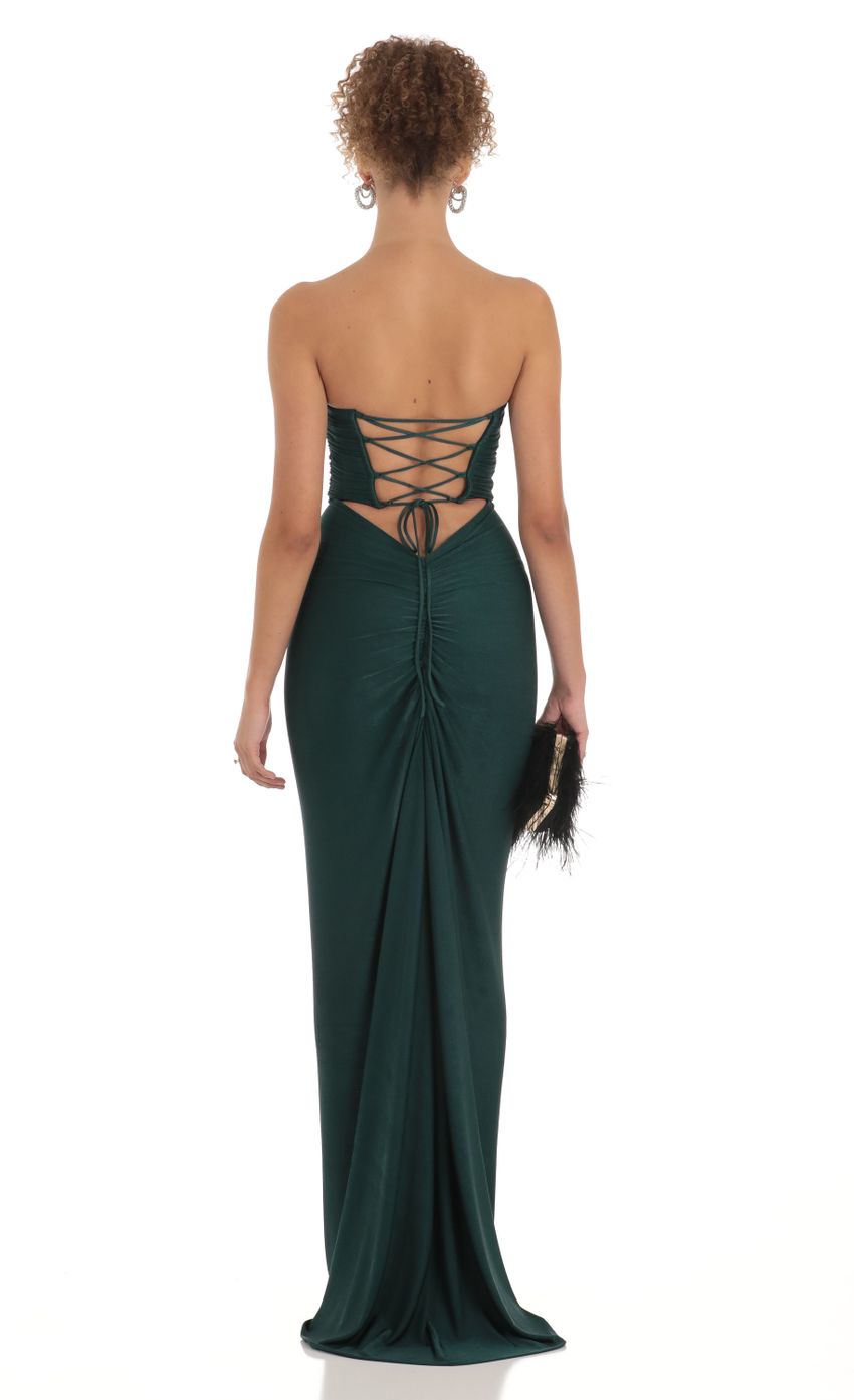 Picture Macey Corset Strapless Dress in Green. Source: https://media.lucyinthesky.com/data/Mar23/850xAUTO/53f2e0ed-d705-491e-a106-106e37bc0dc2.jpg