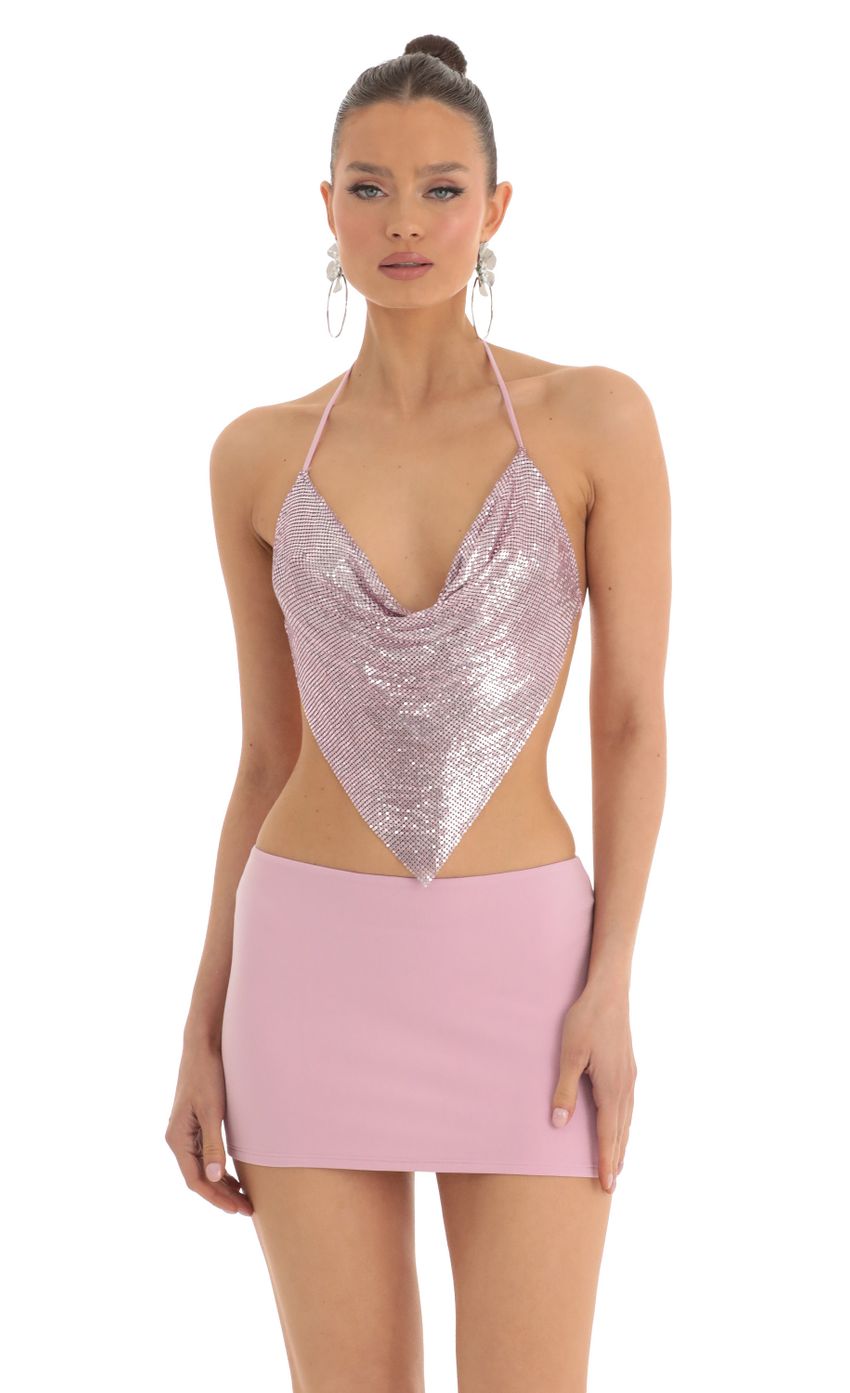 Picture Zinee Metallic Draped Two Piece Skirt Set in Pink. Source: https://media.lucyinthesky.com/data/Mar23/850xAUTO/57e5243e-b8d1-487f-a8aa-752b5d94c837.jpg