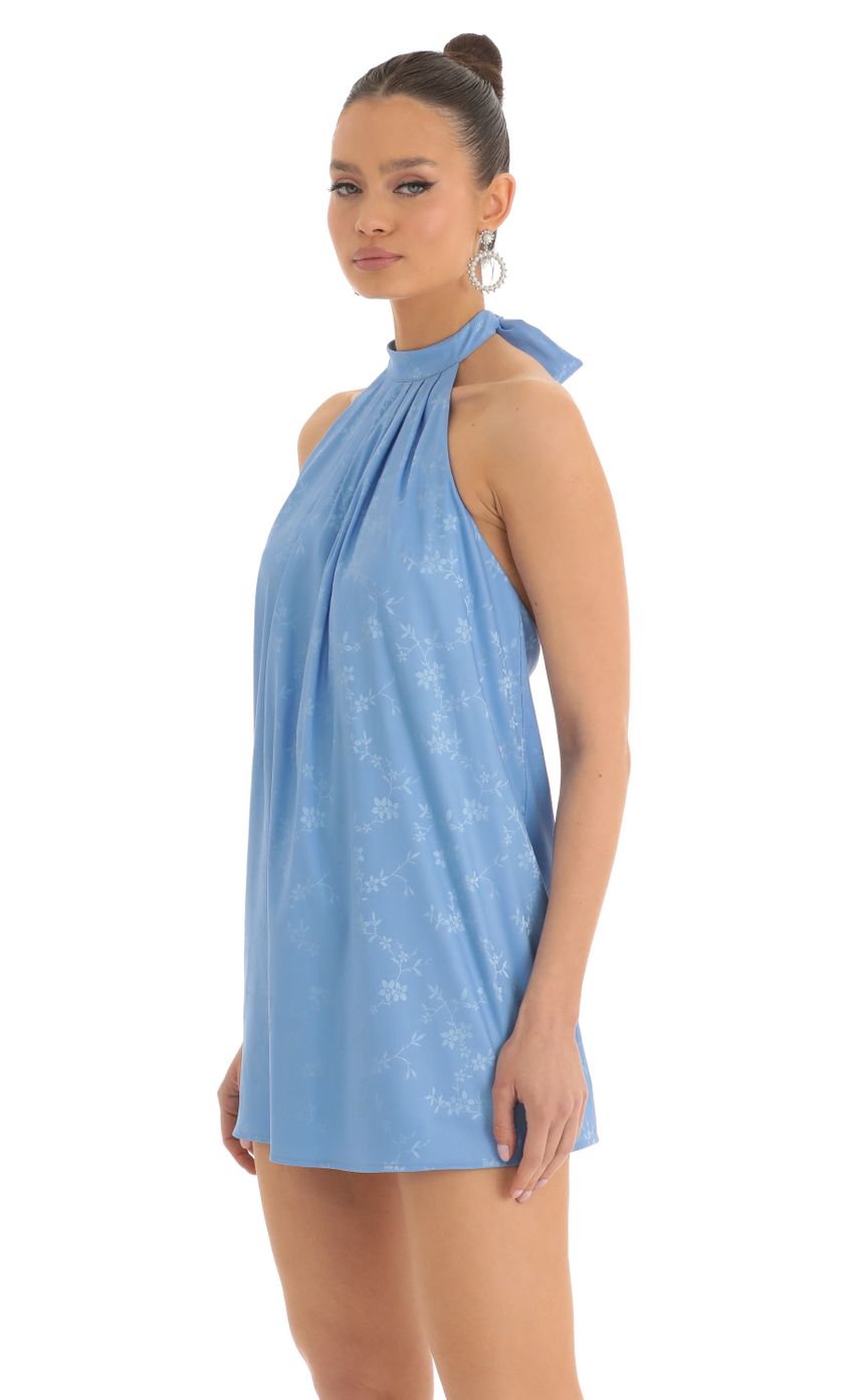 Picture Midnight Floral Satin Halter Dress in Blue. Source: https://media.lucyinthesky.com/data/Mar23/850xAUTO/738d482d-71eb-4484-918c-5db70f1f22a5.jpg