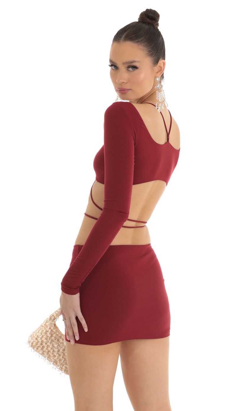 Picture Tabitha Cutout Two Piece Skirt Set in Red. Source: https://media.lucyinthesky.com/data/Mar23/850xAUTO/99d31514-94c6-4e47-89cc-62be015a6a70.jpg