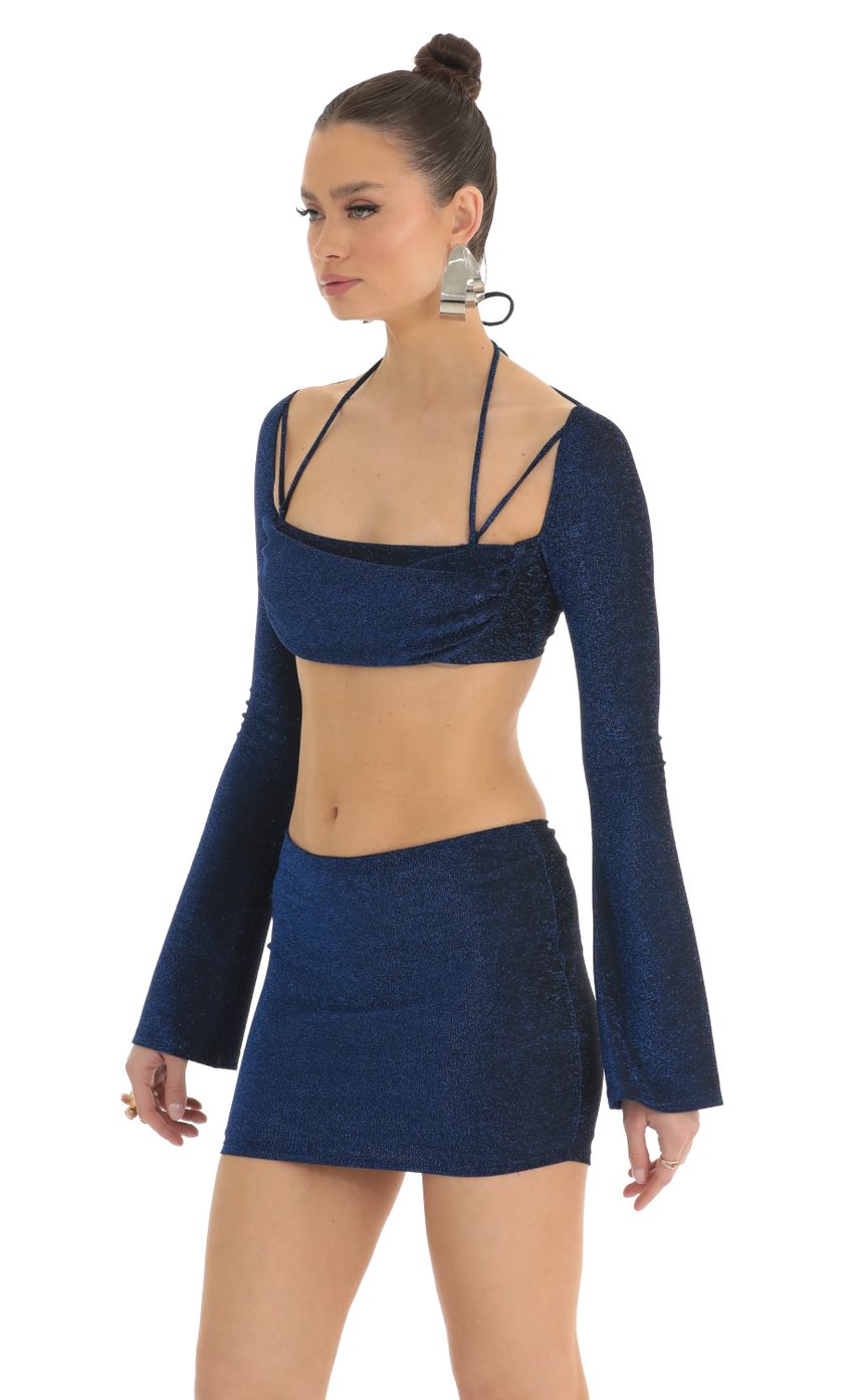 Picture Allee Blue Metallic Two Piece Skirt Set in Black. Source: https://media.lucyinthesky.com/data/Mar23/850xAUTO/99f56cac-a5ca-469d-b79c-318e3ce00d6f.jpg