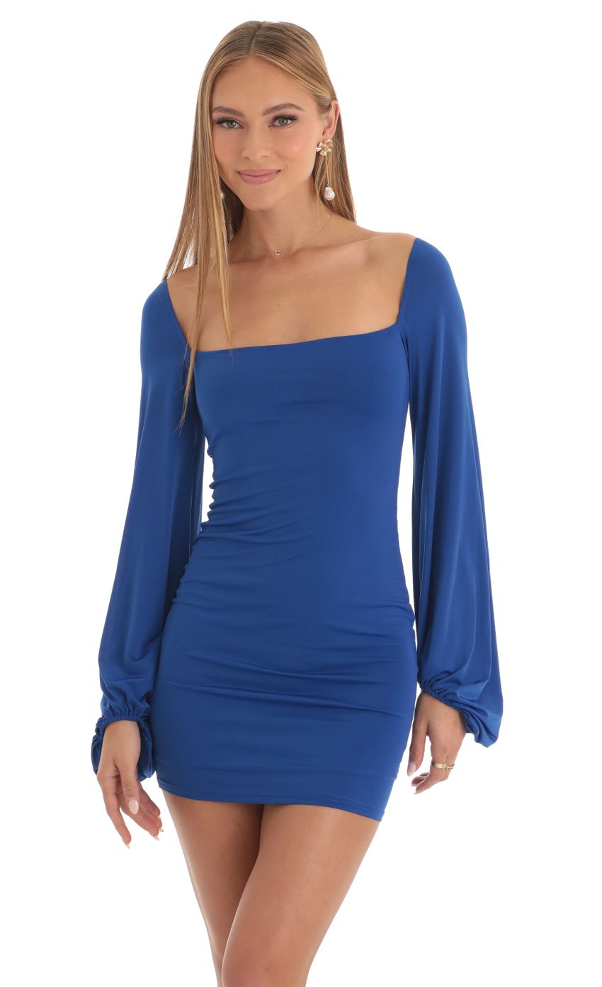Picture Shantelle Long Sleeve Dress in Blue. Source: https://media.lucyinthesky.com/data/Mar23/850xAUTO/ad1004c6-e5a0-4569-88d1-e8f2fd88450c.jpg