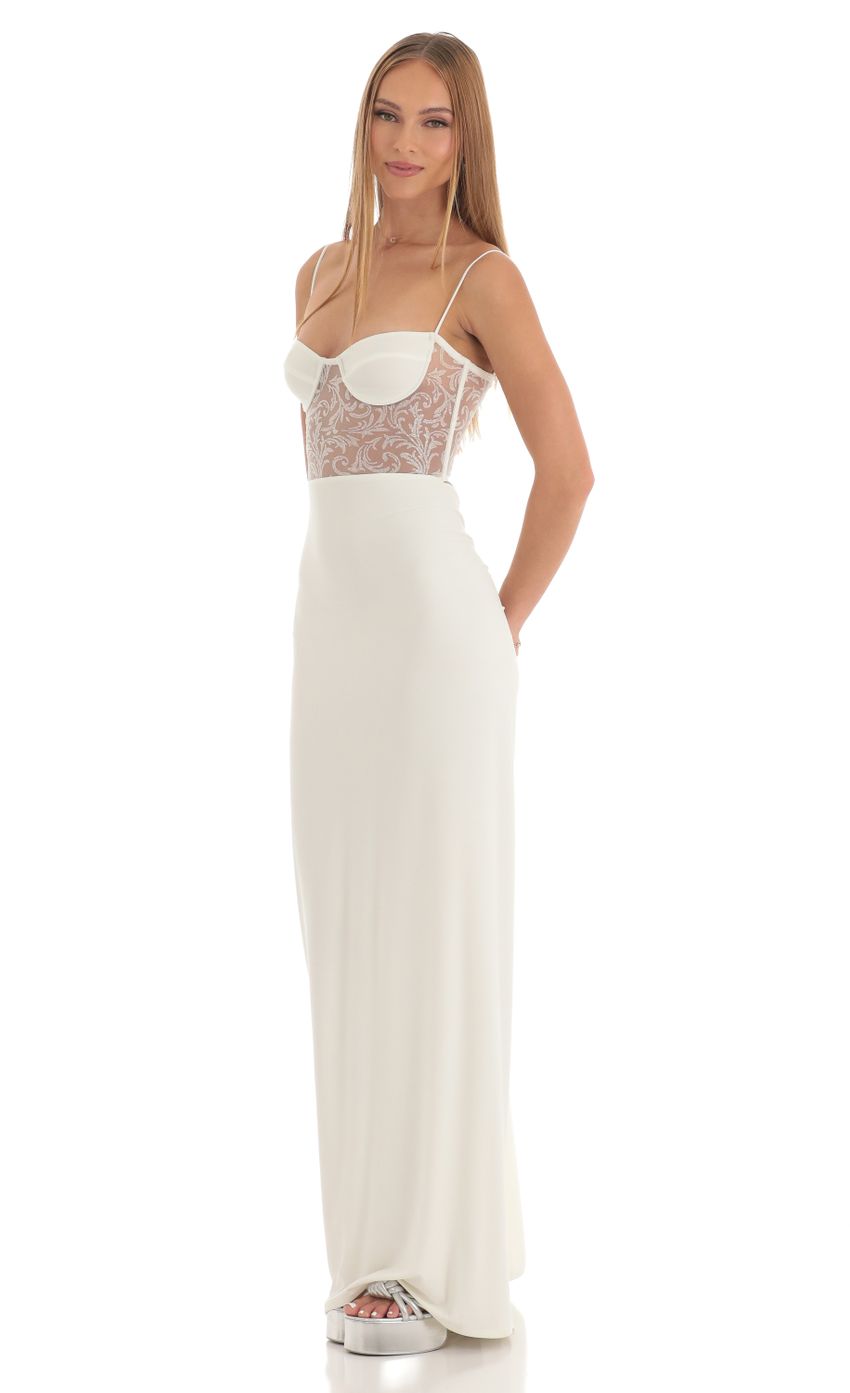 Christia Shimmer Maxi Dress in White | LUCY IN THE SKY