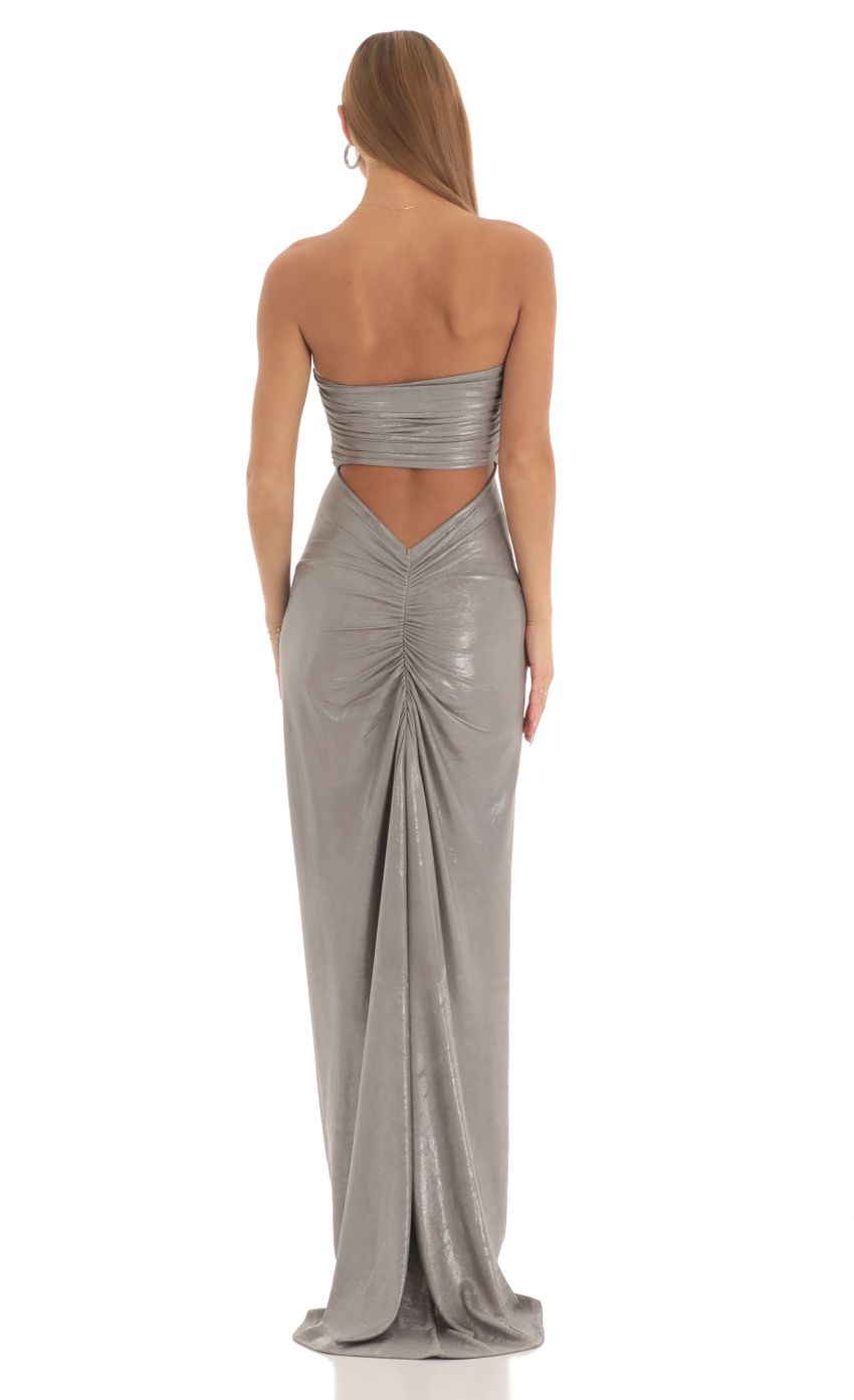 Picture Jisoo Metallic Corset Maxi Dress in Silver. Source: https://media.lucyinthesky.com/data/Mar23/850xAUTO/c4ff1291-d8af-44c7-8c88-316d7369dd95.jpg
