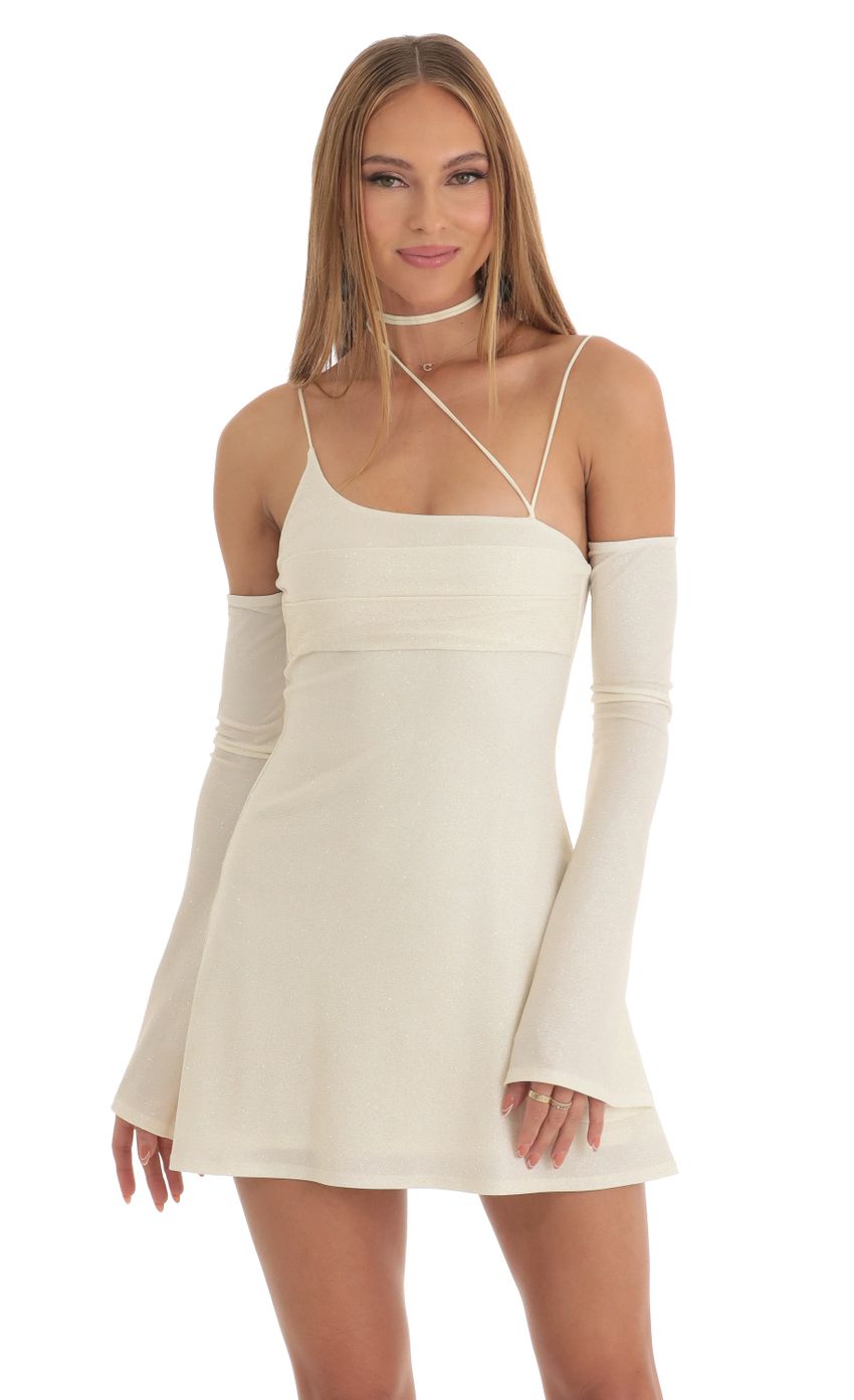 Picture Viv Glitter Strappy Party Dress in White. Source: https://media.lucyinthesky.com/data/Mar23/850xAUTO/d10f06fa-ffe7-447f-a084-a9d39dd5fa22.jpg