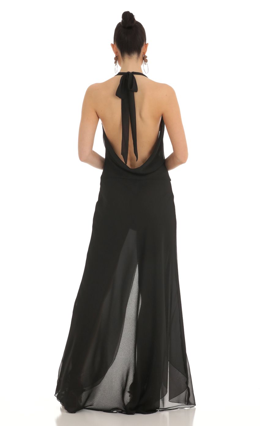 Picture Jina Draped Open Back Maxi Dress in Black. Source: https://media.lucyinthesky.com/data/Mar23/850xAUTO/d47d5d68-a371-4765-b34f-3d7e2159bdb0.jpg