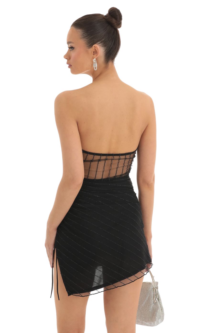 Picture Shayna Striped Strapless Dress in Black. Source: https://media.lucyinthesky.com/data/Mar23/850xAUTO/e0b06ded-8f5b-44e3-91ae-1f7c8d36f7ce.jpg