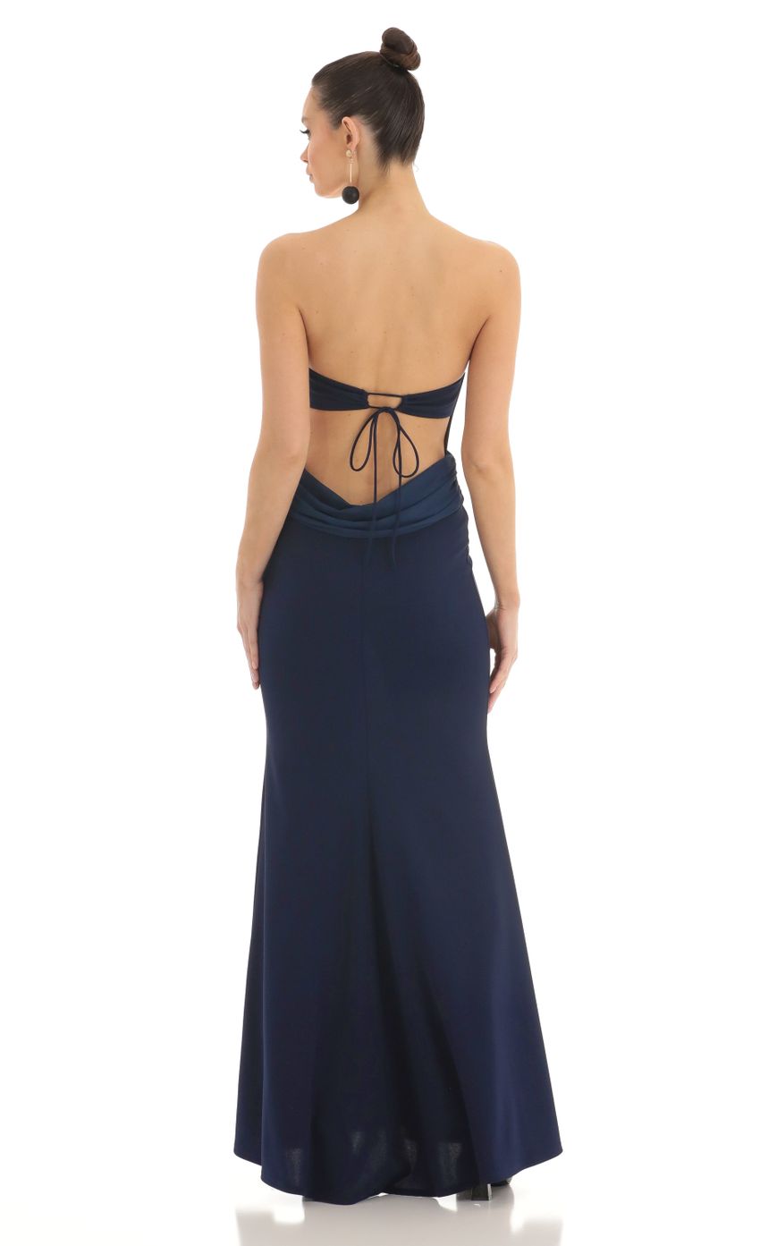 Picture Devorah Strapless Corset Maxi Dress in Navy. Source: https://media.lucyinthesky.com/data/Mar23/850xAUTO/ec811407-5352-4490-9175-f8e1dc0c7d88.jpg