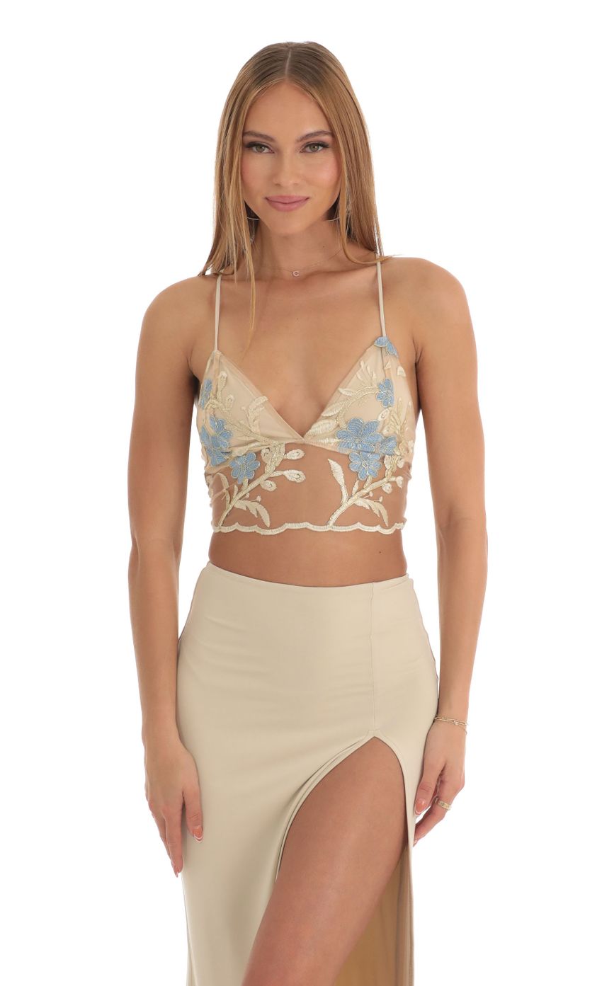 Picture Audrey Floral Embroidered Two Piece Maxi Skirt Set in Nude. Source: https://media.lucyinthesky.com/data/Mar23/850xAUTO/fb121276-b582-4819-b67e-d5c89bbdb772.jpg