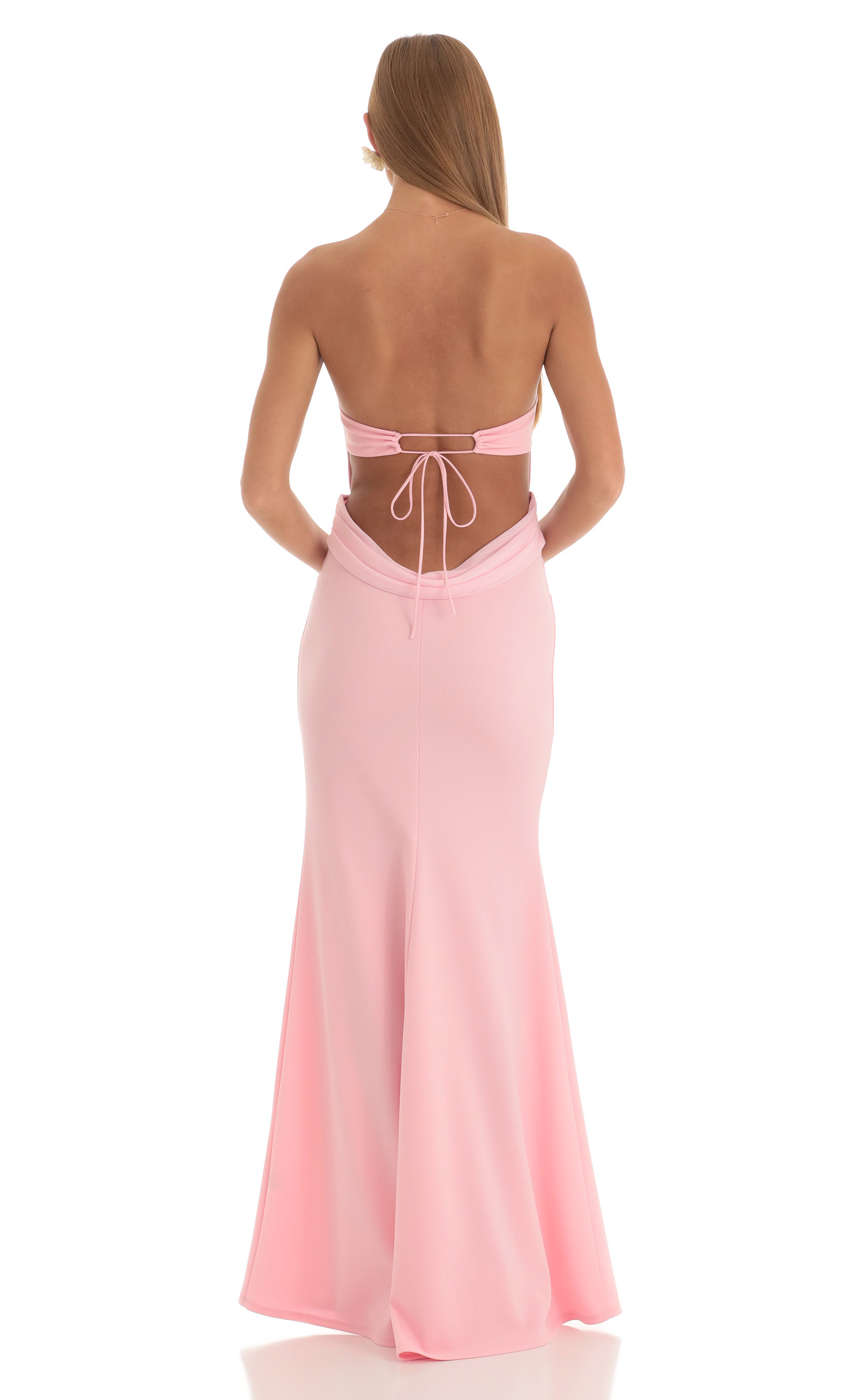 Devorah Strapless Corset Maxi Dress in Pink