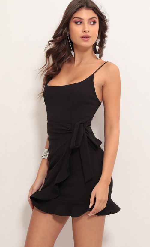Picture Capri Ruffle Tie Dress in Black. Source: https://media.lucyinthesky.com/data/May19_1/500xAUTO/781A5552.JPG