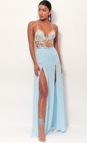 Picture thumb Loveable Gold Lace Maxi Dress in Sky Blue. Source: https://media.lucyinthesky.com/data/May19_2/170xAUTO/781A1699.JPG