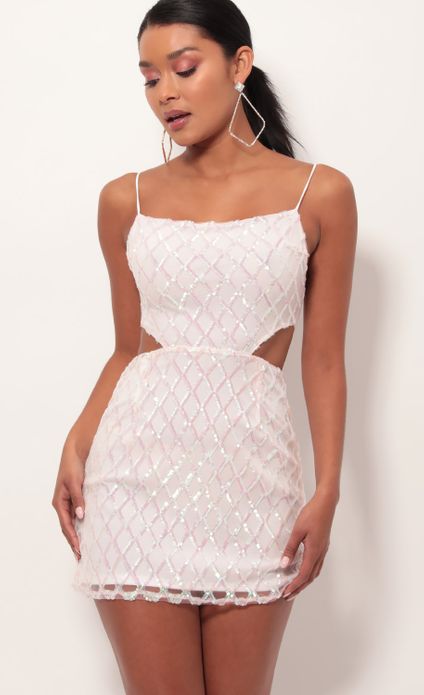 quiz white sequin dress