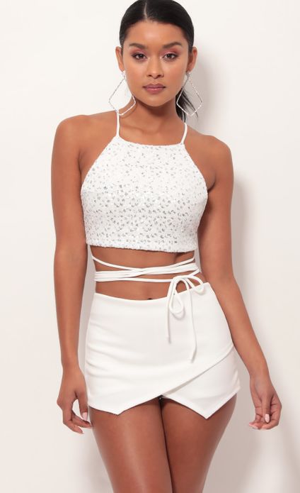 silver sequin two piece