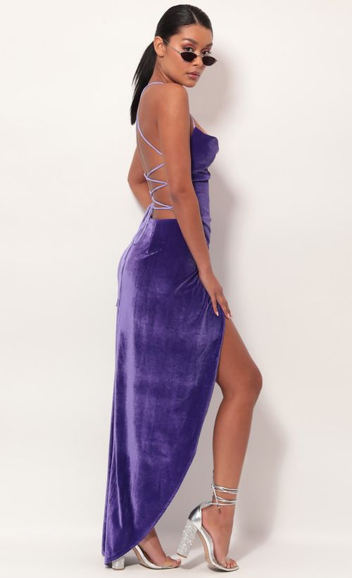 Picture Velvet Luxe Maxi Dress in Lavender. Source: https://media.lucyinthesky.com/data/May19_2/500xAUTO/781A0679.JPG