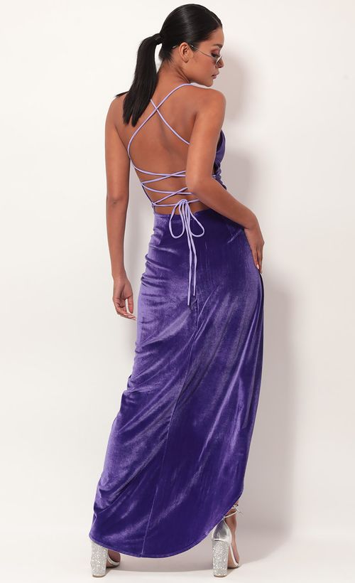 Picture Velvet Luxe Maxi Dress in Lavender. Source: https://media.lucyinthesky.com/data/May19_2/500xAUTO/781A0698.JPG