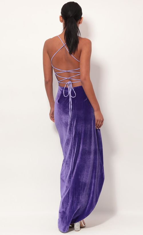 Picture Velvet Luxe Maxi Dress in Lavender. Source: https://media.lucyinthesky.com/data/May19_2/500xAUTO/781A0700.JPG