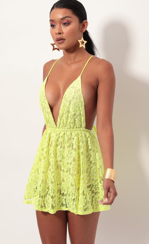 Picture Skylar Embroidered Dress in Neon Yellow. Source: https://media.lucyinthesky.com/data/May19_2/500xAUTO/781A8357.JPG