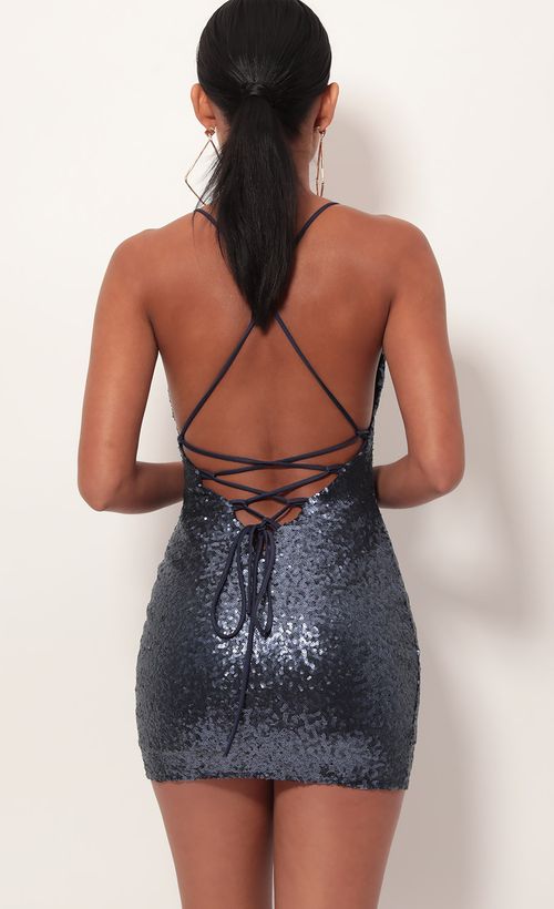 Picture Sequin Lace-Back Bodycon Dress In Matte Navy. Source: https://media.lucyinthesky.com/data/May19_2/500xAUTO/781A9693.JPG