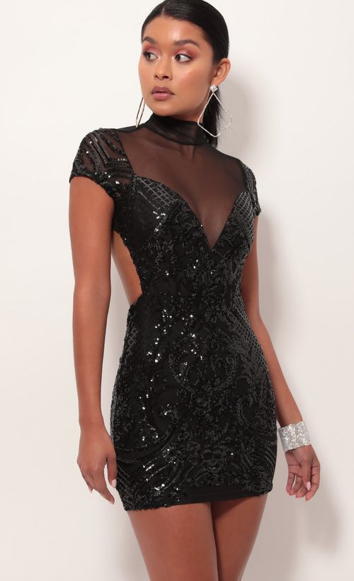 black sequin dress plt