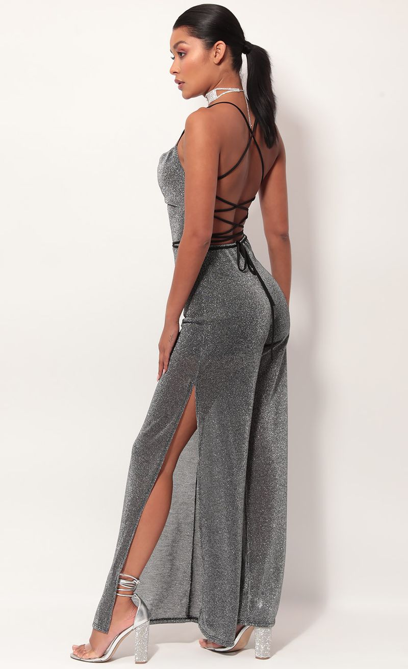 Picture Eliana Cowl Neck Jumpsuit in Black Shimmer. Source: https://media.lucyinthesky.com/data/May19_2/800xAUTO/781A0736.JPG