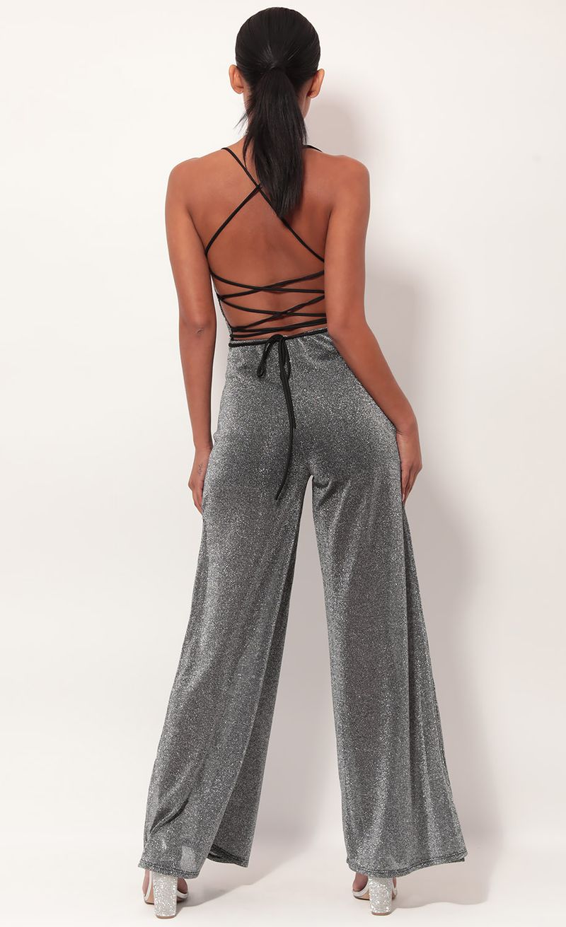 Picture Eliana Cowl Neck Jumpsuit in Black Shimmer. Source: https://media.lucyinthesky.com/data/May19_2/800xAUTO/781A0741.JPG