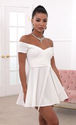 Picture Ambrose Pleated A-line Dress in White. Source: https://media.lucyinthesky.com/data/May20_2/150xAUTO/781A59511.JPG