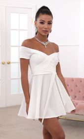Picture thumb Ambrose Pleated A-line Dress in White. Source: https://media.lucyinthesky.com/data/May20_2/170xAUTO/781A59511.JPG