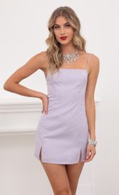 Picture thumb Shelby Gingham Slit Dress in Lavender. Source: https://media.lucyinthesky.com/data/May20_2/170xAUTO/781A9798.JPG