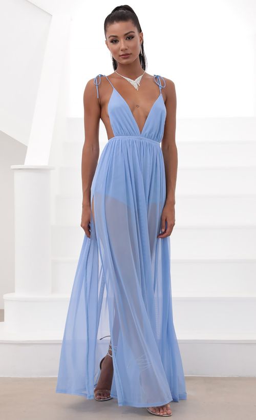 Picture Skylar Love Ties Maxi Dress in Blue. Source: https://media.lucyinthesky.com/data/May20_2/500xAUTO/781A0820.JPG