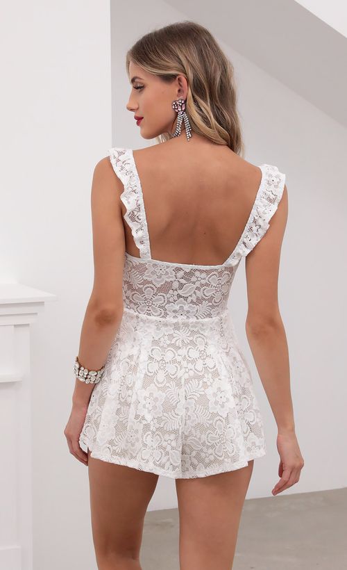 Picture Sadie Floral Lace Romper in White. Source: https://media.lucyinthesky.com/data/May20_2/500xAUTO/781A1740.JPG
