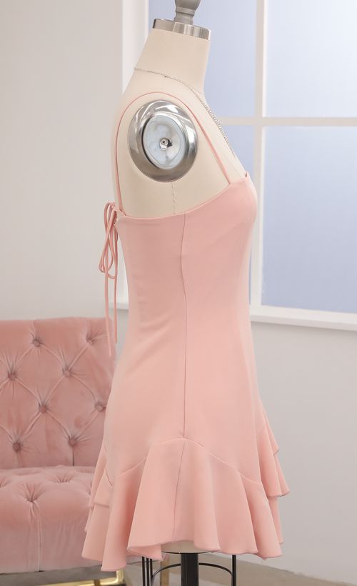 Picture Azura Asymmetric Ruffle Dress in Blush. Source: https://media.lucyinthesky.com/data/May20_2/500xAUTO/781A5077.JPG