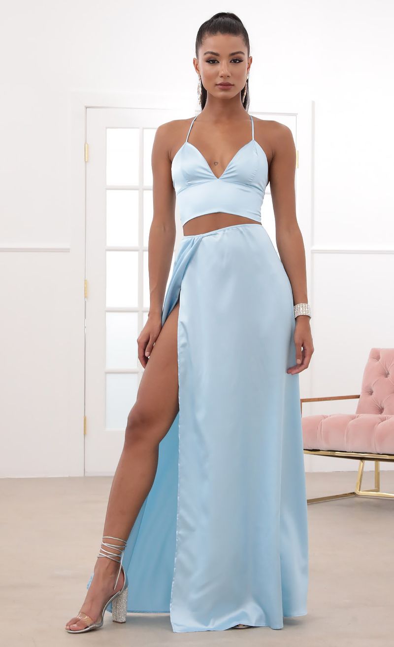 Picture Madeline Satin Maxi Set in Baby Blue. Source: https://media.lucyinthesky.com/data/May20_2/800xAUTO/781A12571.JPG