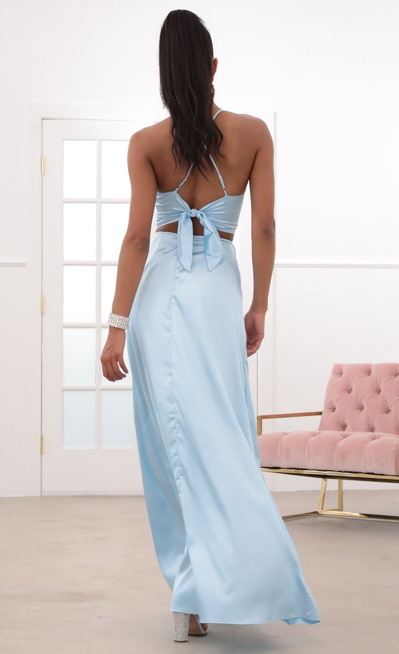 Picture Madeline Satin Maxi Set in Baby Blue. Source: https://media.lucyinthesky.com/data/May20_2/800xAUTO/781A1395.JPG