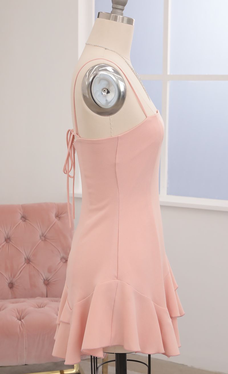 Picture Azura Asymmetric Ruffle Dress in Blush. Source: https://media.lucyinthesky.com/data/May20_2/800xAUTO/781A5077.JPG