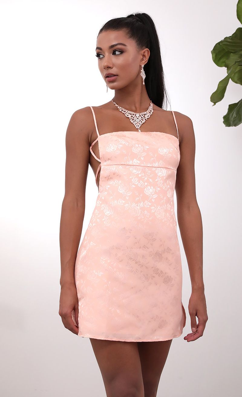 Picture Bliss Floral Jacquard Slit Dress In Light Pink. Source: https://media.lucyinthesky.com/data/May20_2/800xAUTO/781A8567.JPG