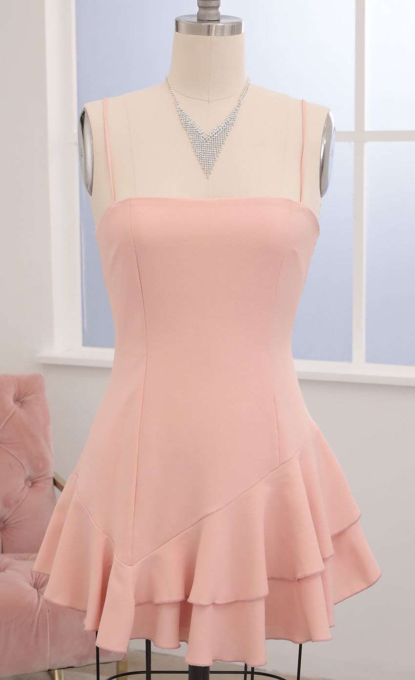 Picture Azura Asymmetric Ruffle Dress in Blush. Source: https://media.lucyinthesky.com/data/May20_2/850xAUTO/781A5075.JPG