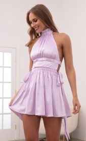 Picture thumb Berenice Halter Dress in Lavender Jacquard Leopard Print. Source: https://media.lucyinthesky.com/data/May21_1/170xAUTO/1V9A2047.JPG