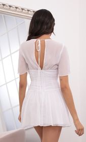 Picture thumb Renata Ruched Waist Dress in White. Source: https://media.lucyinthesky.com/data/May21_1/170xAUTO/1V9A3111.JPG
