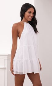 Picture thumb Brianna Halter Dress in White Shimmer. Source: https://media.lucyinthesky.com/data/May21_1/170xAUTO/1V9A5125.JPG