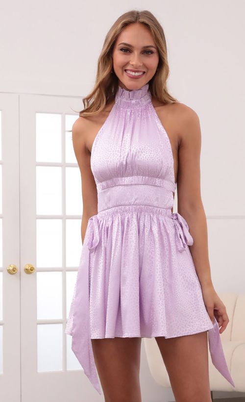 Picture Berenice Halter Dress in Lavender Jacquard Leopard Print. Source: https://media.lucyinthesky.com/data/May21_1/500xAUTO/1V9A1939.JPG