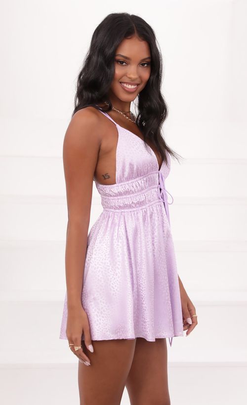 Picture Florence Lace Up Dress In Lavender Leopard Jacquard Print. Source: https://media.lucyinthesky.com/data/May21_1/500xAUTO/1V9A4621.JPG