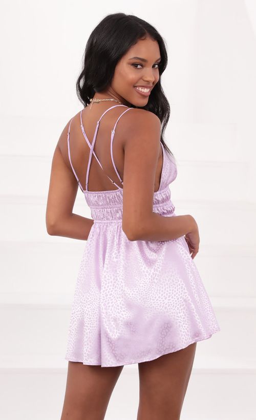 Picture Florence Lace Up Dress In Lavender Leopard Jacquard Print. Source: https://media.lucyinthesky.com/data/May21_1/500xAUTO/1V9A4652.JPG
