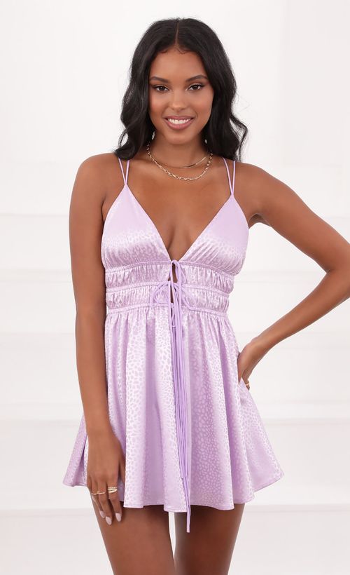 Picture Florence Lace Up Dress In Lavender Leopard Jacquard Print. Source: https://media.lucyinthesky.com/data/May21_1/500xAUTO/1V9A4686.JPG