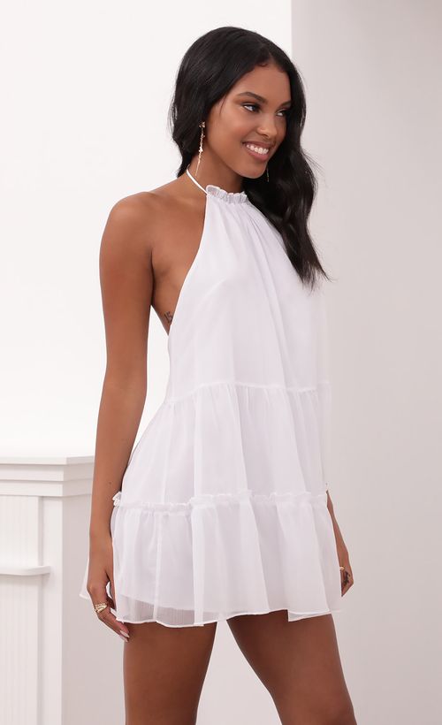 Picture Brianna Halter Dress in White Shimmer. Source: https://media.lucyinthesky.com/data/May21_1/500xAUTO/1V9A5125.JPG